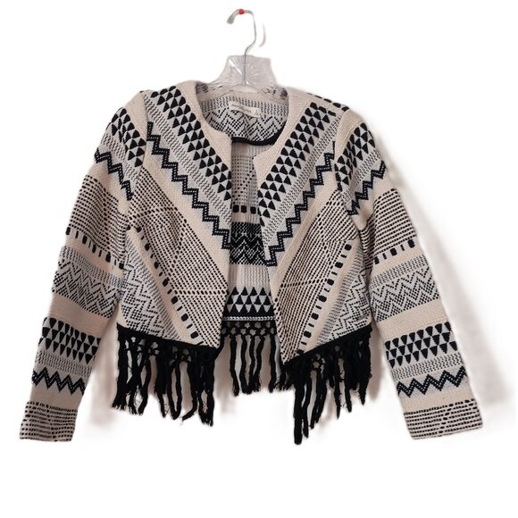 Abercrombie & Fitch Jackets & Blazers - Abercrombie & Fitch Crop Tweed Fringe Black White Southwest Jacket Women's Sz S